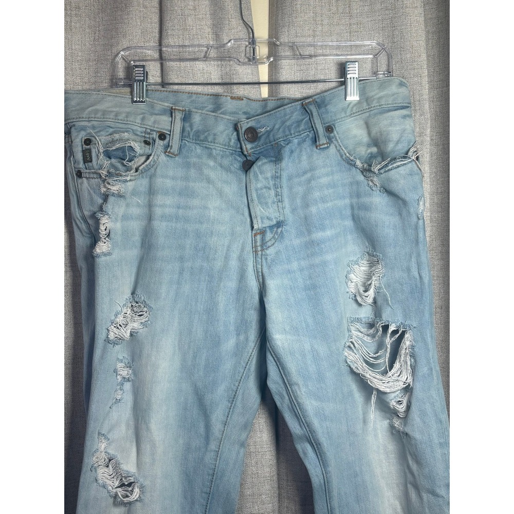 Abercrombie & Fitch Distressed Light Wash Button Fly Jeans W34 L32